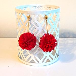 J Crew Pom Pom Earrings in Red
